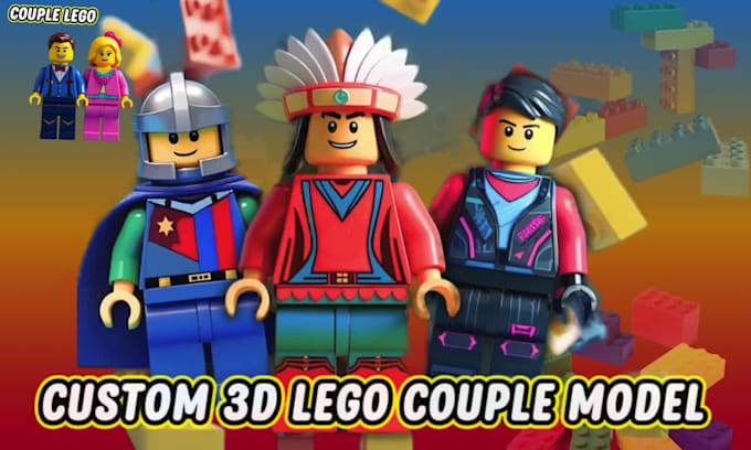 create custom 3d lego model design, minifigure, minecraft, animation lego set