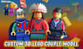 create custom 3d lego model design, minifigure, minecraft, animation lego set
