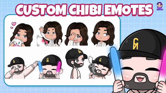 draw cute chibi emotes for twitch streamer, vtuber, discord