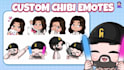draw cute chibi emotes for twitch streamer, vtuber, discord