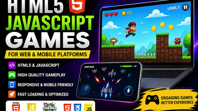 build responsive HTML5, javascript games for web and mobile platform