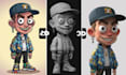 convert 2d image to 3d model, miniatures, stylized 3d character for 3d printing