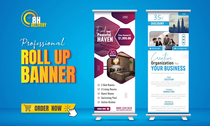 design impressive roll up banner and event banner in 8 hours