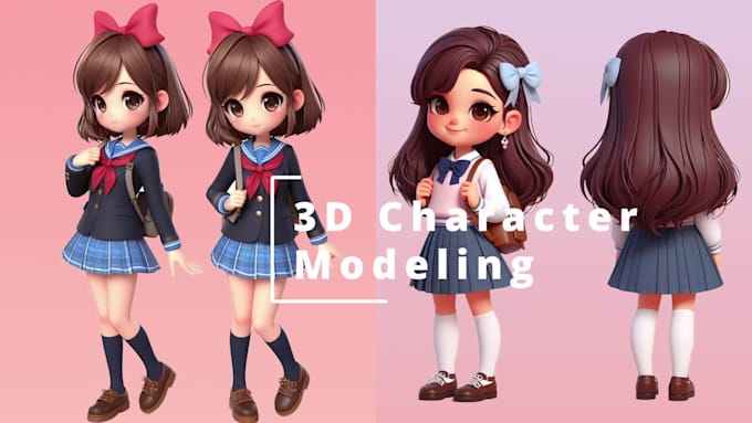 design a cute 3d character model for your games or film