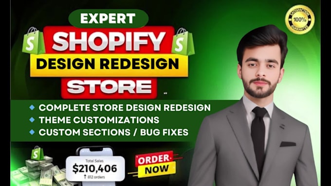 do shopify store redesign, shopify website redesign or shopify customization