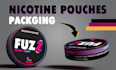 create full packaging and layout for nicotine pouch company