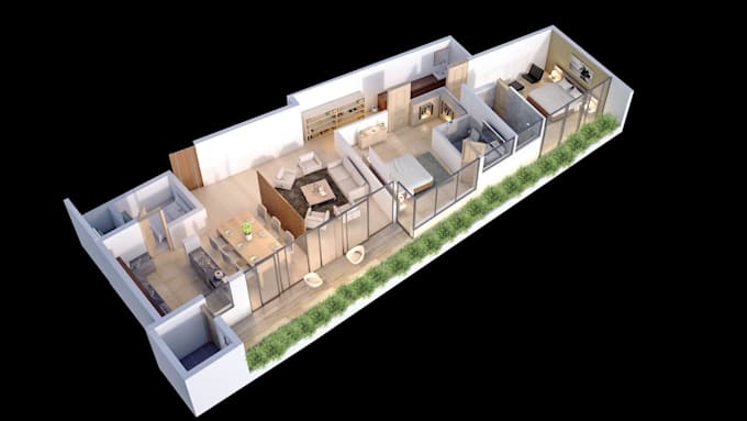 create 3d floor plan architectural rendering