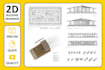 draft architectural floor plan, elevation and section
