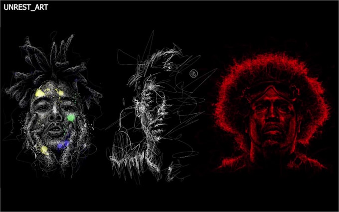 draw scribble art on black background from your photo