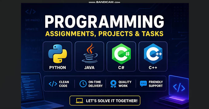 do programming and coding assignments in c, cpp, python, java and c sharp