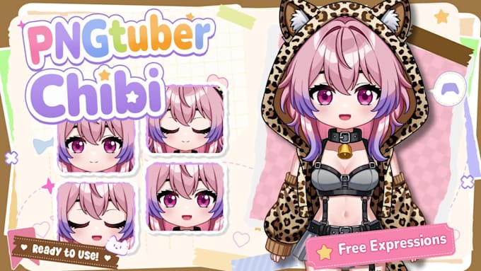 design png tuber model for streaming in chibi vtuber style