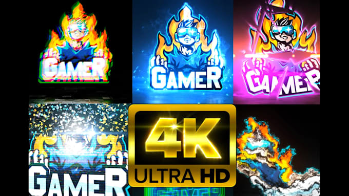 make an epic logo animation with glitch effects 4k