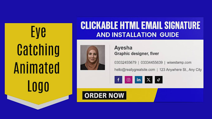 Create clickable html and animated email signature for gmail, outlook ...