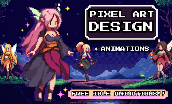 do high quality pixel art character, pixel animations or video game sprites