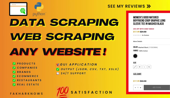 do web scraping, data scraping from any website in python