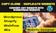copy clone or duplicate website, design wordpress website