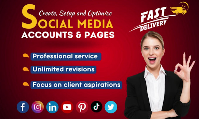set up professional social media pages, fb, ig, linkedin