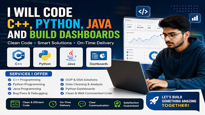 do cpp, python, java assignments and dashboards