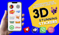 transform your logo into 3d stickers for whatsapp chat