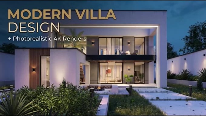 design luxury villa and do photorealistic 3d exterior render