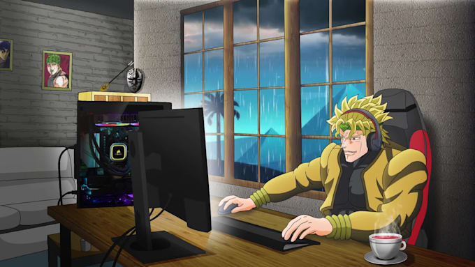 create lofi loop animation anime style