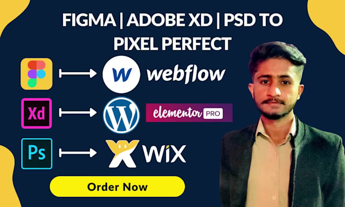 convert figma, xd, PSD to wix, shopify, webflow, wordpress website