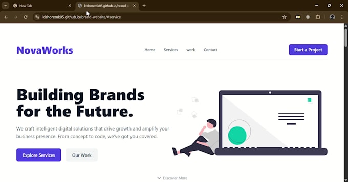 Create a responsive landing page website using react for branding by Mk ...