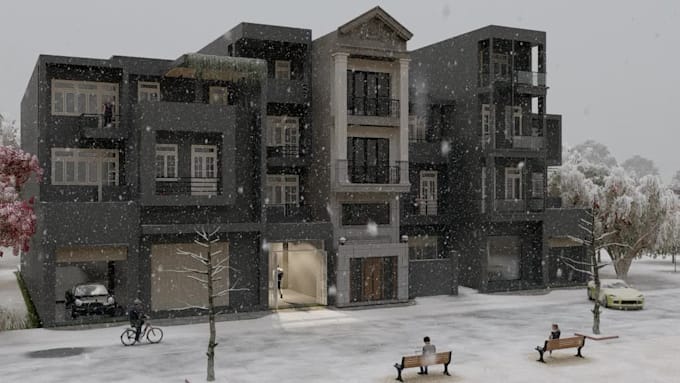 3d architecture render interior and exterior design
