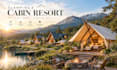 design photorealistic 3d glamping resort cabin and landscape rendering