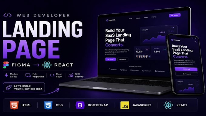 build a responsive react landing page for your business