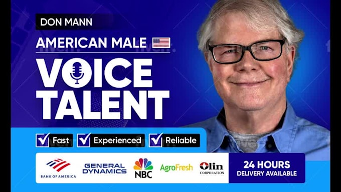 record a professional american male english voice over fast