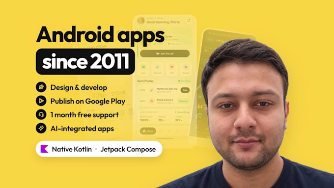 be your android app developer for a native android app in kotlin