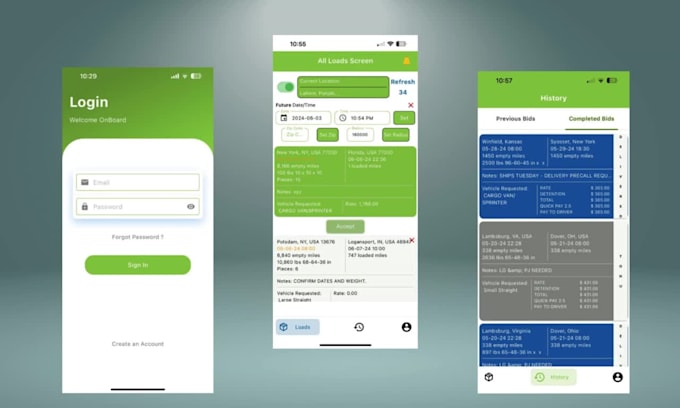 develop freight forwarding web and app with job assignment and booking