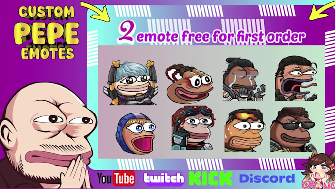 make twitch emotes stylized as pepe the frog in just 12 hour