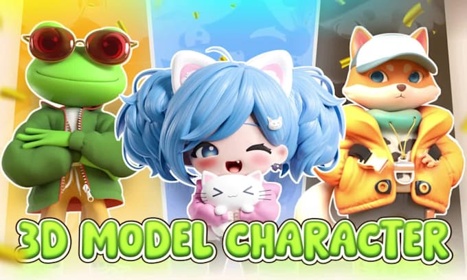 create 3d cute character modeling design for game printing sclupting