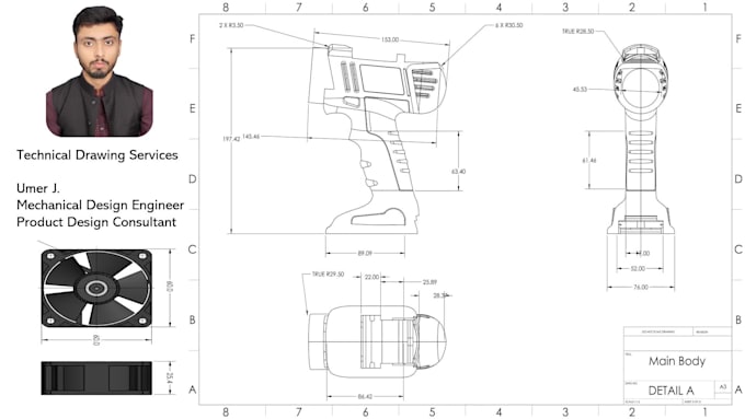 create technical drawing and 3d engineering drawing using solidworks