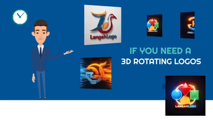 create 3d spinning logo ,deliver in 50minute, transparent,rotating,loop