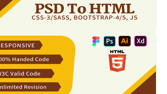 convert psd to html figma to html xd to html clone website bootstrap responsive
