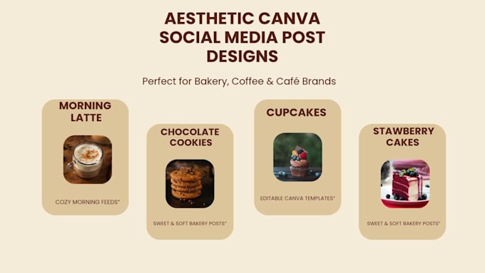 design aesthetic bakery and cafe social media posts in canva