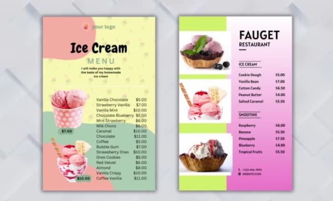 Design beautiful , creative and customised restaurant food menu, banner ...