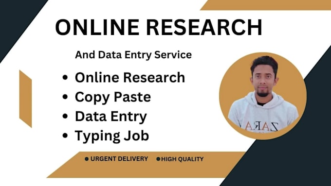 do online research, copy paste and excel data entry