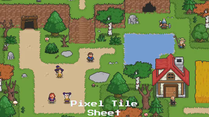 Do top down pixel tileset rpg art game background asset tile map sprite ...