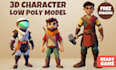 model 3d low poly character, rigging for game asset, animation, and others