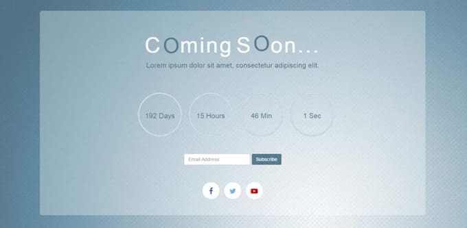 build landing, coming soon, under construction page using html CSS javascript