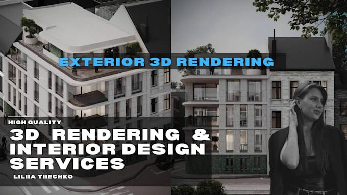 render 3d design exterior, model building, house, office