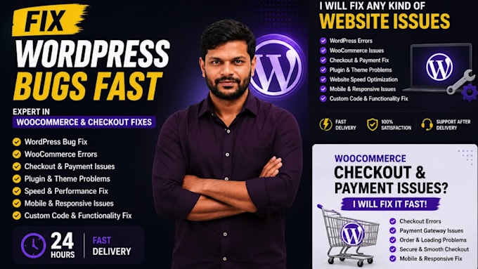 fix wordpress bugs, woocommerce errors, checkout and payment issues fast