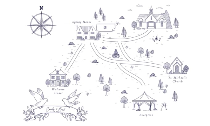 make custom line painting for wedding invite