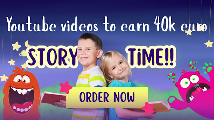 create 2d animated stories and cartoon for kids channel to earn 40k euro monthly