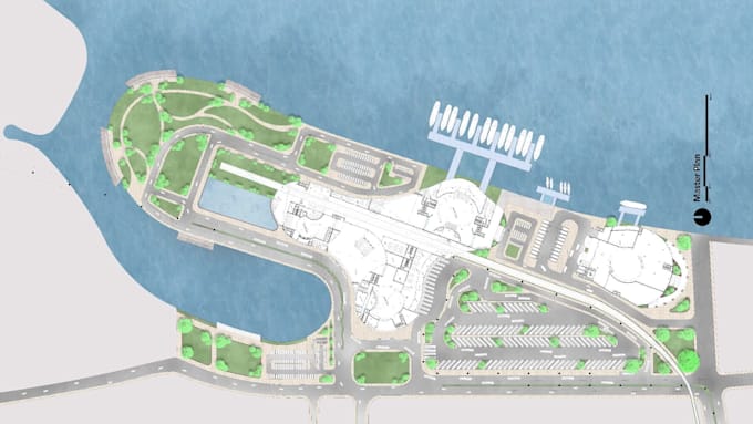 render architectural site, landscape and master plan