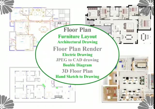 do floor plan design draw and redraw in auto cad and rendering